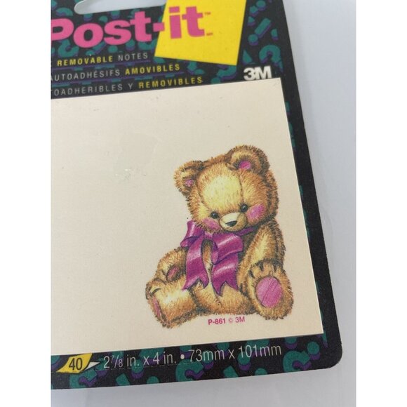 Vintage 3M Post Its 1993 Teddy Bear Design, New, Sealed, Made in USA, Office - Picture 3 of 8